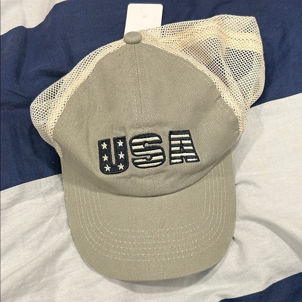USA Embroidered Khaki Cap